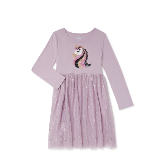 NWT Wonder Nation Long Sleeve Tutu dress with Sequined Unicorn Sz 14-16 - Picture 4 of 12